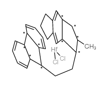 [1-(9-fluorenyl)-2-(5,6-cyclopenta-2-methyl-1-indenyl)ethane]hafnium dichloride Structure