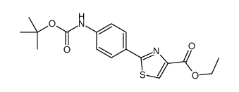 Ethyl 2-[4-({[(2-methyl-2-propanyl)oxy]carbonyl}amino)phenyl]-1,3 -thiazole-4-carboxylate Structure