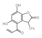 2(3H)-Benzofuranone, 5, 7-dihydroxy-3-methyl-4-(1-oxo-2-propenyl)-结构式