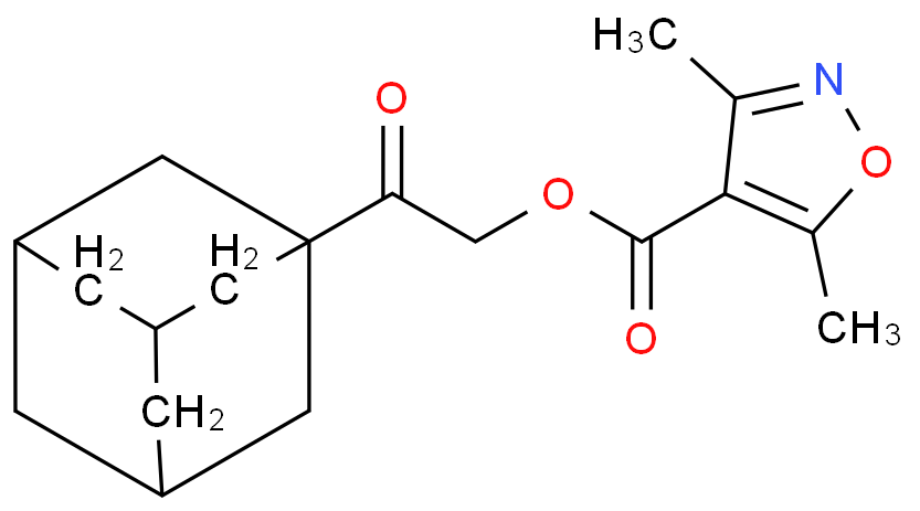 3,5-dimethyl-4-isoxazolecarboxylic acid [2-(1-adamantyl)-2-oxoethyl] ester Structure