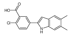 2-氯-5-(5,6-二甲基-1H-吲哚-2-基)苯甲酸结构式
