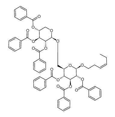 (Z)-3-hexenyl 2,3,4,2',3',4'-O-hexabenzoyl-β-D-xylopyranosyl-(1->6)-β-D-glucopyranoside结构式