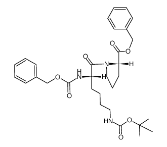 N-(N2-benzyloxycarbonyl-N6-tert-butoxycarbonyl-L-lysyl)-L-proline benzyl ester结构式
