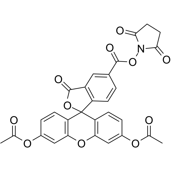 5-(((2,5-二氧吡咯烷-1-基)氧基)羰基)-3-羰基-3H-螺-[异苯并呋喃-1,9'-氧杂蒽]-3',6'-二基 二乙酸酯结构式