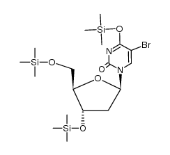1-(O3,O5-bis-trimethylsilanyl-β-D-erythro-2-deoxy-pentofuranosyl)-5-bromo-4-trimethylsilanyloxy-1H-pyrimidin-2-one Structure