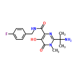 2-(1-氨基-1-甲基乙基)-N-[(4-氟苯基)甲基]-5-羟基-1-甲基-6-氧代-1,6-二氢嘧啶-4-甲酰胺结构式