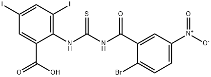 2-[[[(2-bromo-5-nitrobenzoyl)amino]thioxomethyl]amino]-3,5-diiodo-benzoic acid结构式