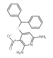 4-benzhydrylsulfanyl-3-nitro-pyridine-2,6-diamine Structure