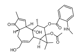 12-<2-methylaminobenzoyl>-4-deoxyphorbol-13-acetate Structure