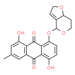 9,10-Anthracenedione, 1,5-dihydroxy-3-methyl-8-((2,6,7,7a-tetrahydro-4 H-furo(3,2-c)pyran-4-yl)oxy)- Structure