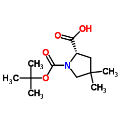 (S)-1-(叔丁氧基羰基)-4,4-二甲基吡咯烷-2-羧酸结构式