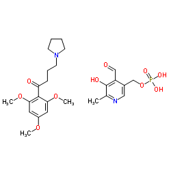 (4-formyl-5-hydroxy-6-methylpyridin-3-yl)methyl dihydrogen phosphate,4-pyrrolidin-1-yl-1-(2,4,6-trimethoxyphenyl)butan-1-one Structure