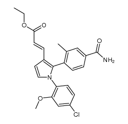 (E)-ethyl 3-(2-(4-carbamoyl-2-methylphenyl)-1-(4-chloro-2-methoxyphenyl)-1H-pyrrol-3-yl)acrylate结构式