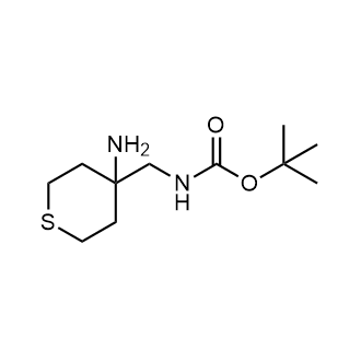 1,1-二甲基乙基N-[(4-氨基四氢-2H-噻吩-4-基)甲基]氨基甲酸酯结构式
