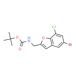 叔丁基(5-溴-7-氯苯并呋喃-2-基)氨基甲酸酯结构式