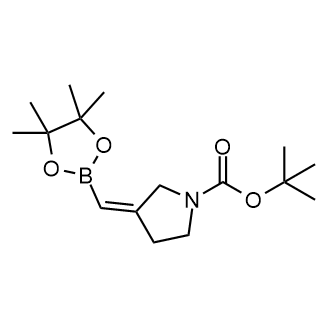3-((4,4,5,5-四甲基-1,3,2-二氧硼杂环戊烷-2-基)亚甲基)吡咯烷-1-羧酸叔丁酯结构式
