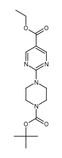 ethyl 2-(4-(tert-butoxycarbonyl)piperazin-1-yl)pyrimidine-5-carboxylate结构式