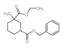 1-Cbz-3-甲基哌啶-3-甲酸乙酯结构式