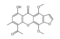 9-Acetyl-4,11-dimethoxy-6-hydroxy-8-methyl-5H-furo<3,2-b>xanthen-5-on结构式