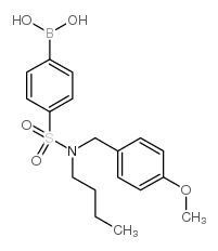 4-[正丁基(4-甲氧基苄基)磺酰胺基]苯硼酸结构式