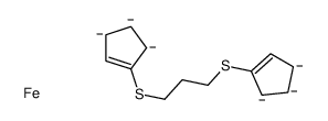 3-cyclopenta-2,4-dien-1-ylsulfanylpropylsulfanylcyclopentane,iron Structure