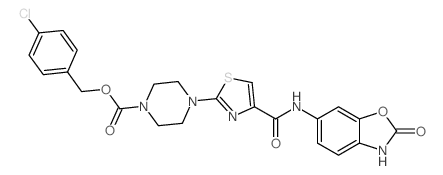 4-CHLOROBENZYL 4-(4-((2-OXO-2,3-DIHYDROBENZO[D]OXAZOL-6-YL)CARBAMOYL)THIAZOL-2-YL)PIPERAZINE-1-CARBOXYLATE结构式