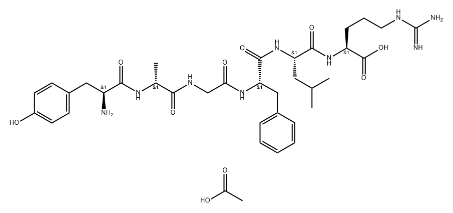 (2S,5S,8S,14R,17S)-17-氨基-8-苄基-2-(3-胍基丙基)-18-(4-羟基苯基)-5-异丁基-14-甲基-4,7,10,13,16-五氧代-3,6,9,12,15-五氮杂十八烷-1-酸乙酸盐结构式
