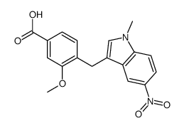 3-甲氧基-4-(1-甲基-5-硝基-1H-吲哚-3-甲基)苯甲酸结构式