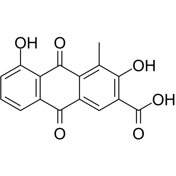 1-甲基-2,8-二羟基-3-羧基-9,10-蒽醌结构式