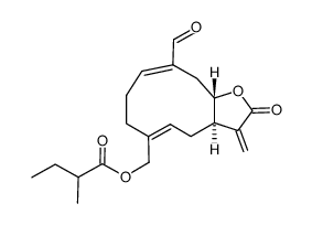 (7R*,8S*)-15-(2-Methylbutanoyloxy)-14-oxomelampa-1(10),4,11(13)-trien-8,12-olide Structure