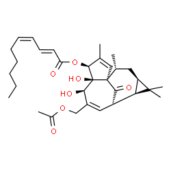 3-O-(2'E,4'Z-癸二烯酰基)-20-O-乙酰巨大戟二萜醇结构式