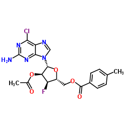 9-[2-O-Acetyl-3-deoxy-3-fluoro-5-O-(4-methylbenzoyl)-β-D-ribofuranosyl]-6-chloro-9H-purin-2-amine Structure