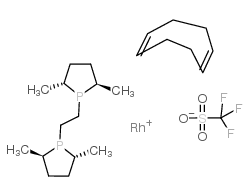 1,2-Bis((2R,5R)-2,5-dimethylphospholano)ethane(cyclooctadiene)rhodium(I)trifluoromethanesulfonate Structure
