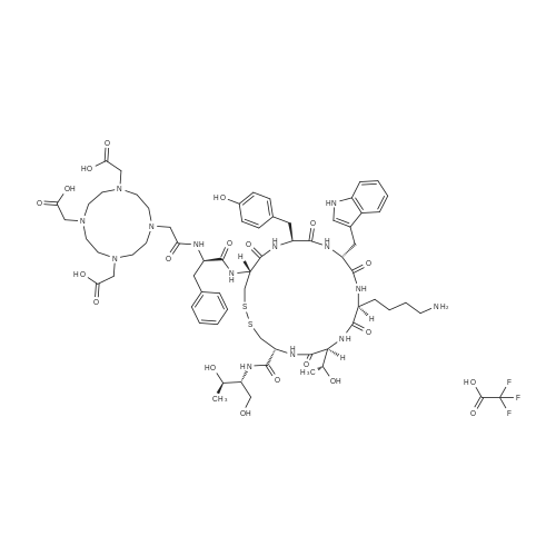 2,2',2''-(10-(2-(((R)-1-(((4R,7S,10S,13R,16S,19R))-13-((1H-吲哚-3-基)甲基)-10-(4-氨基丁基)-4-(((2R,3R)-1,3-二羟基丁烷-2-基)氨基甲酰基)-16-(4-羟基苄基)-7-((R-1-羟乙基)-6,9,12,15,18-五氧代-1,2-二硫杂-5,8,11,14,17-五氮杂环二十烷-19-基)氨基)-1-氧代-3-苯基丙烷- 2-基)氨基)-2-氧代乙基)-1,4,7,10-四氮杂环十二烷-1,4,7-三基)三乙酸三氟结构式