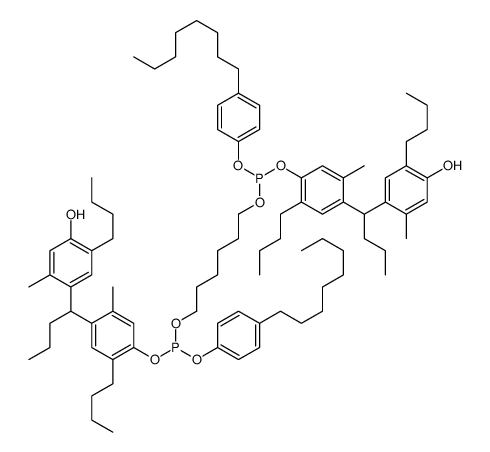 P,P'-bis[2-butyl-4-[1-(5-butyl-4-hydroxy-o-tolyl)butyl]-5-methylphenyl] P,P'-hexane-1,6-diyl P,P'-bis(4-octylphenyl) bis(phosphite)结构式