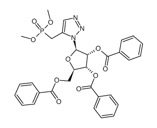 5-(Dimethoxyphosphorylmethyl)-1-(2',3',5'-tri-O-benzoyl-β-D-ribofuranosyl)-1,2,3-triazol结构式