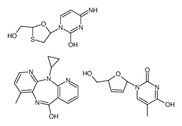 4-amino-1-[(2R,5S)-2-(hydroxymethyl)-1,3-oxathiolan-5-yl]pyrimidin-2-one,11-cyclopropyl-4-methyl-5H-dipyrido[2,3-e:2',3'-f][1,4]diazepin-6-one,1-[(2R,5S)-5-(hydroxymethyl)-2,5-dihydrofuran-2-yl]-5-methylpyrimidine-2,4-dione结构式