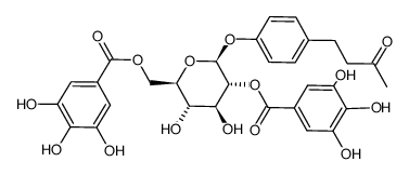 (2S,3R,4S,5S,6R)-4,5-dihydroxy-2-(4-(3-oxobutyl)phenoxy)-6-(((3,4,5-trihydroxybenzoyl)oxy)methyl)tetrahydro-2H-pyran-3-yl 3,4,5-trihydroxybenzoate结构式