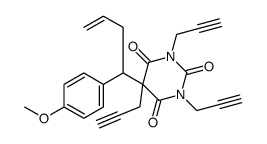 5-[1-(4-methoxyphenyl)but-3-enyl]-1,3,5-tris(prop-2-ynyl)-1,3-diazinane-2,4,6-trione结构式