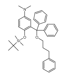 4-((tert-butyldimethylsilyl)oxy)-3-(diphenyl(3-phenylpropoxy)methyl)-N,N-dimethylaniline结构式