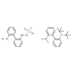 甲烷磺酰基[2-(二叔丁基膦基)-2''-(N,N-二甲基氨基)-1,1''-联苯] [2''-氨基-1,1''-联苯-2-基钯(II)二氯甲烷加合物结构式