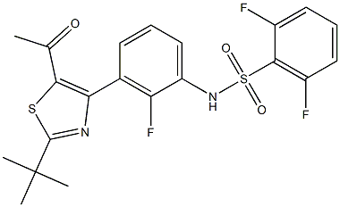 N-(3-(5-acetyl-2-(tert-butyl)thiazol-4-yl)-2-fluorophenyl)-2,6-difluorobenzenesulfonamide Structure