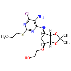 2-[[(3aR,4S,6R,6aS)-6-[[5-Amino-6-chloro-2-(propylthio)-4-pyrimidinyl]amino]tetrahydro-2,2-dimethyl-4H-cyclopenta-1,3-dioxol-4-yl]oxy]-ethanol structure