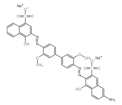 disodium 3-[[4'-[[6-amino-1-hydroxy-3-sulphonato-2-naphthyl]azo]-3,3'-dimethoxy[1,1'-biphenyl]-4-yl]azo]-4-hydroxynaphthalene-1-sulphonate structure