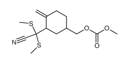 Carbonic acid 3-(cyano-bis-methylsulfanyl-methyl)-4-methylene-cyclohexylmethyl ester methyl ester结构式