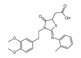 2-[3-[2-(3,4-dimethoxyphenyl)ethyl]-2-(2-methylphenyl)imino-4-oxo-1,3-thiazolidin-5-yl]acetic acid结构式