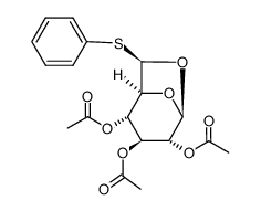 .beta.-D-Glucopyranose, 1,6-anhydro-6-C-(phenylthio)-, triacetate, (6R)- Structure