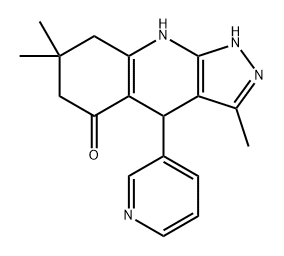 3,7,7-三甲基-4-吡啶-3-基-6,7,8,9-四氢吡唑并[1,3-B]喹啉-4(5H)酮结构式