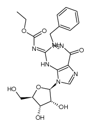5-(3-benzyl-3'-(ethoxycarbonyl)-1-guanidino)-1-(β-D-ribofuranosyl)imidazole-4-carboxamide结构式