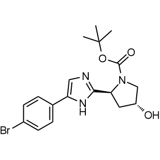 (2S,4R)-2-(5-(4-溴苯基)-1H-咪唑-2-基)-4-羟基吡咯烷-1-羧酸叔丁酯结构式
